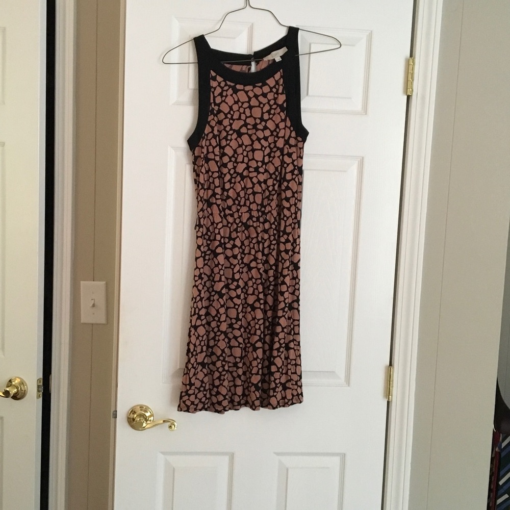 LOFT mauve and black print dress
